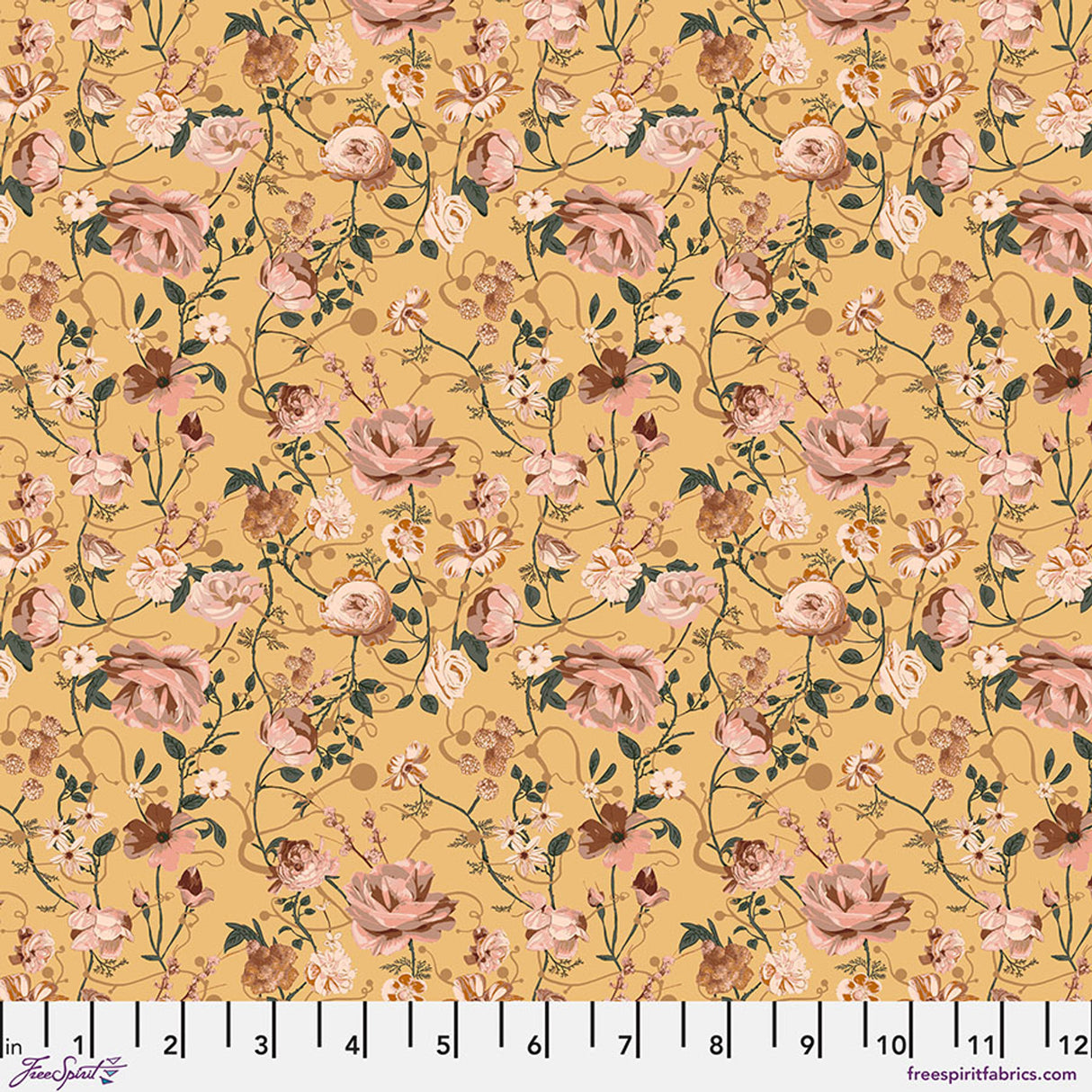 Entwined - Canary || Enrapture by the yard from Guicy Guice for FreeSpirit Fabrics