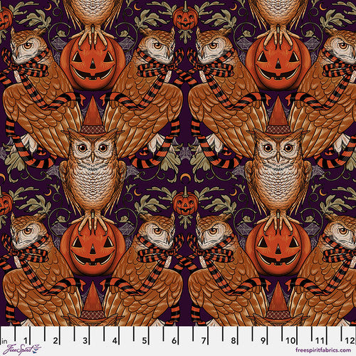 Wise Owl - Olive || Mystic Moonlight by the yard from Rachel Hauer