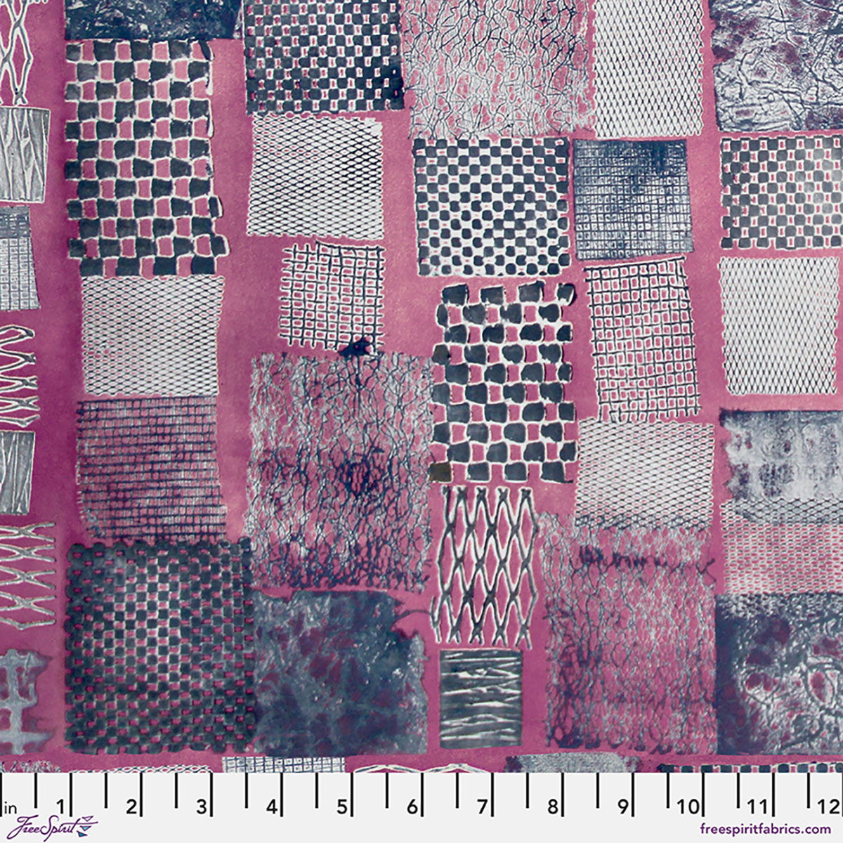 Pink Patchwork - Boysenberry || Into Focus by the yard from Kitty Mcall