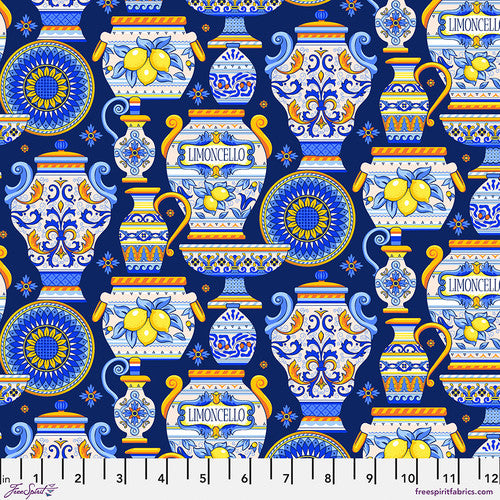 SM Majolica - Navy || La Dolce Vita by Stacy Peterson from Freespirit, by the yard