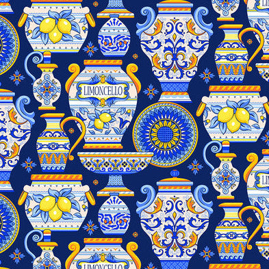 SM Majolica - Navy || La Dolce Vita by Stacy Peterson from Freespirit, by the yard
