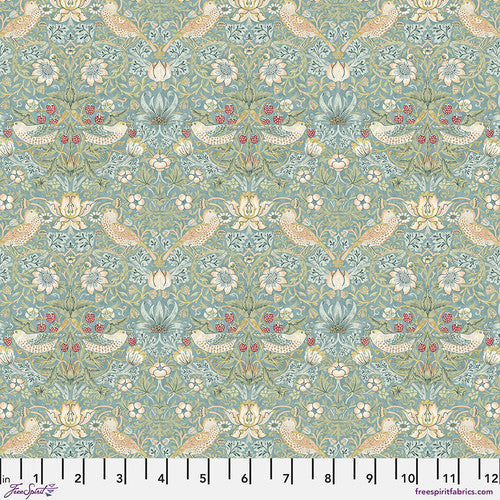 Mini Strawberry Thief - Aqua || by the yard