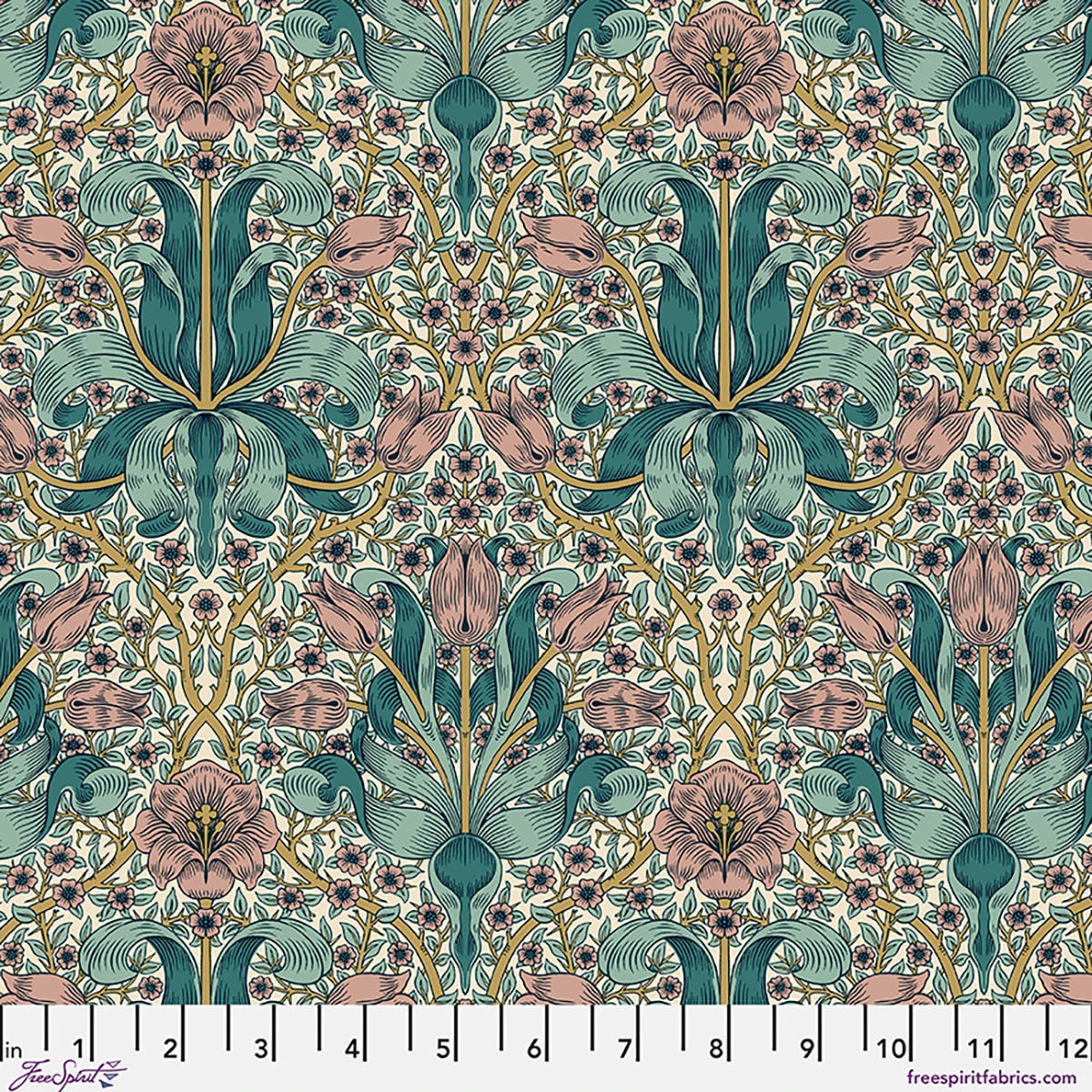 Spring Thicket - Teal || Lodden, by the yard from William Morris