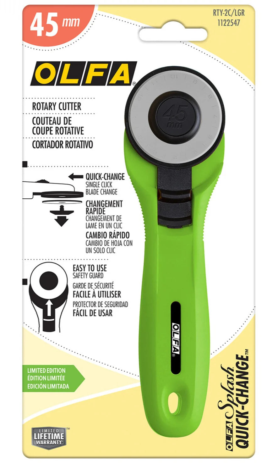 OLFA 45mm Splash Quick-Change Rotary Cutter - Lime
