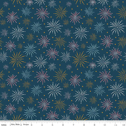 Riley Blake Sweet Freedom Fireworks Oxford Sparkle by the yard
