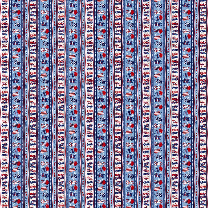 Star Spangled Beach, patriotic stripe by the yard