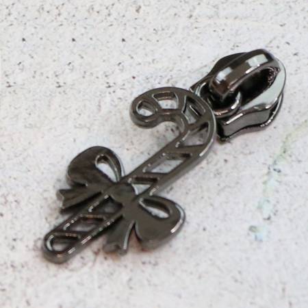 Four 5 Candy Cane Zipper Pulls Gunmetal