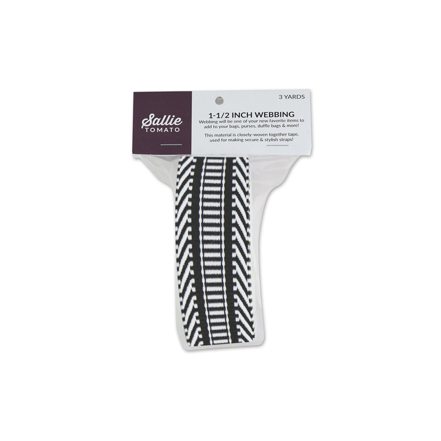 Railroad Track Black/White Webbing 1-1/2in x 3 yd