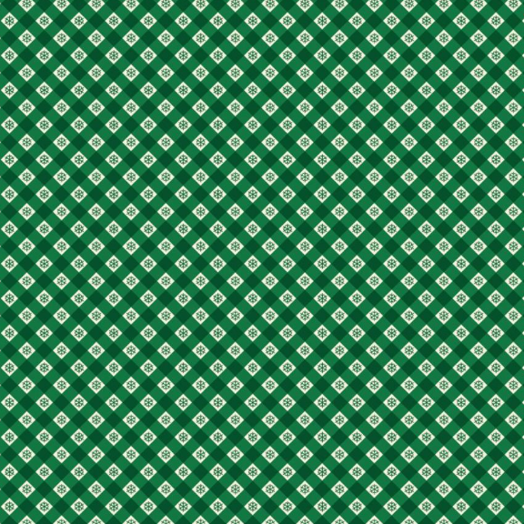 Lewis and Irene Oh Christmas Tree Snowflake Green Gingham by the yard