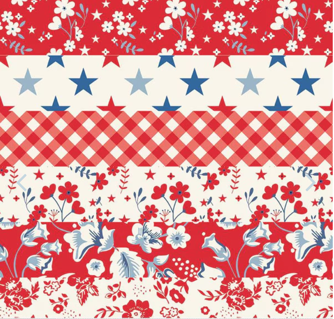 Freedom Garden Cheater Print Red Riley Blake by the yard