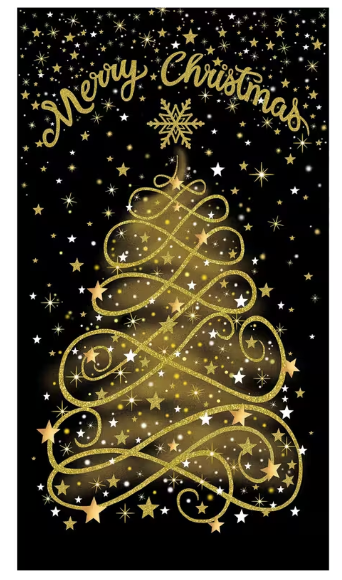 Merry Christmas HOLIDAY-CM3620 BLACK Panel by Timeless Treasures Fabrics