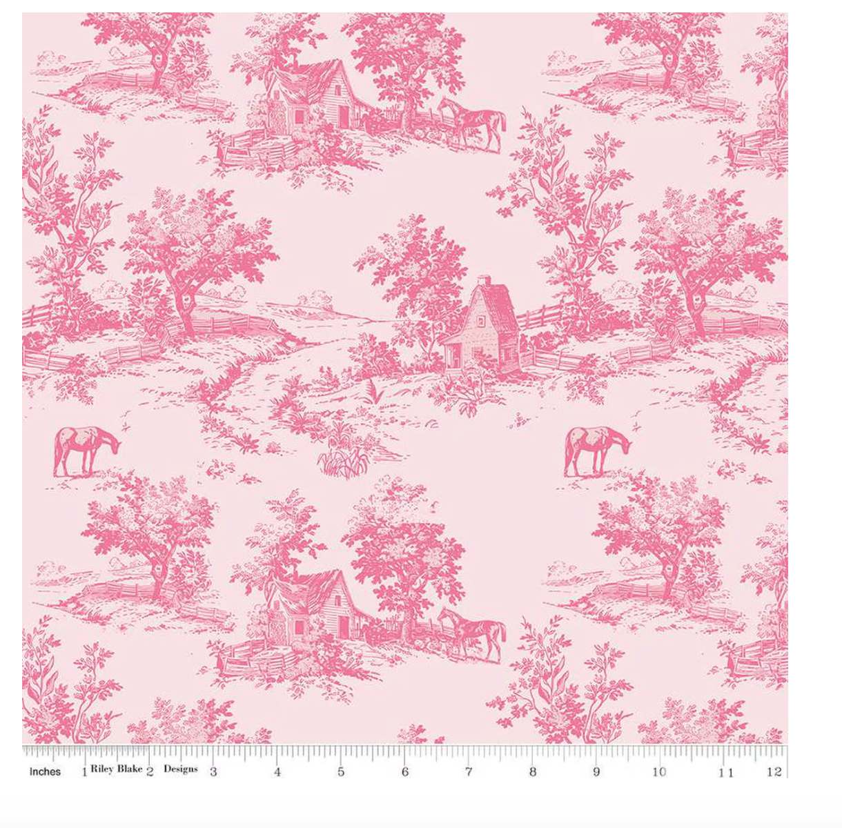 Bluegrass Charm Toile Pink from Riley Blake by the yard