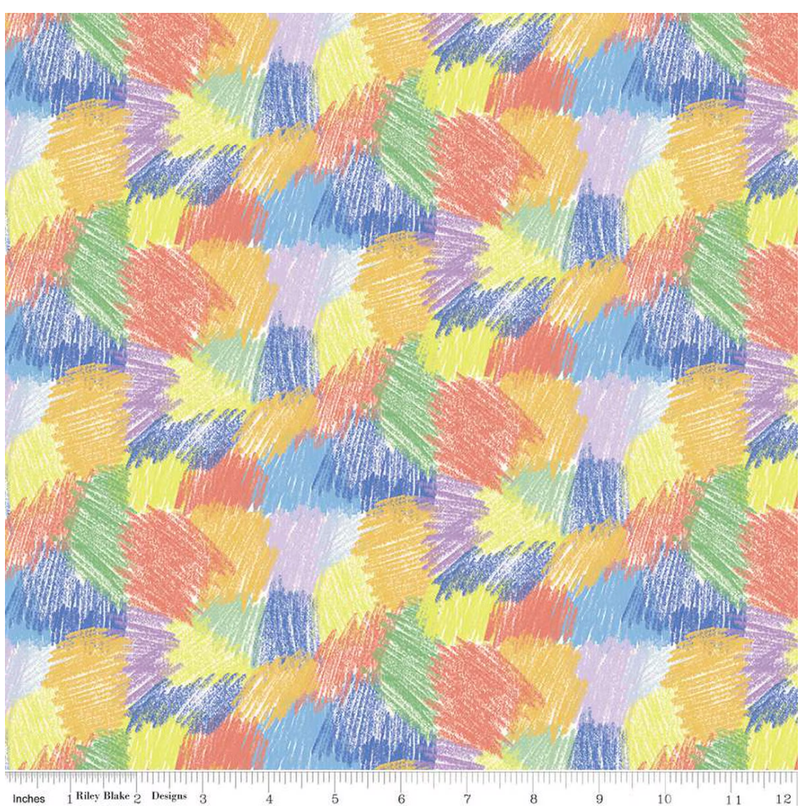 New Box of Crayons Scribbles Multi from Riley Blake by the yard