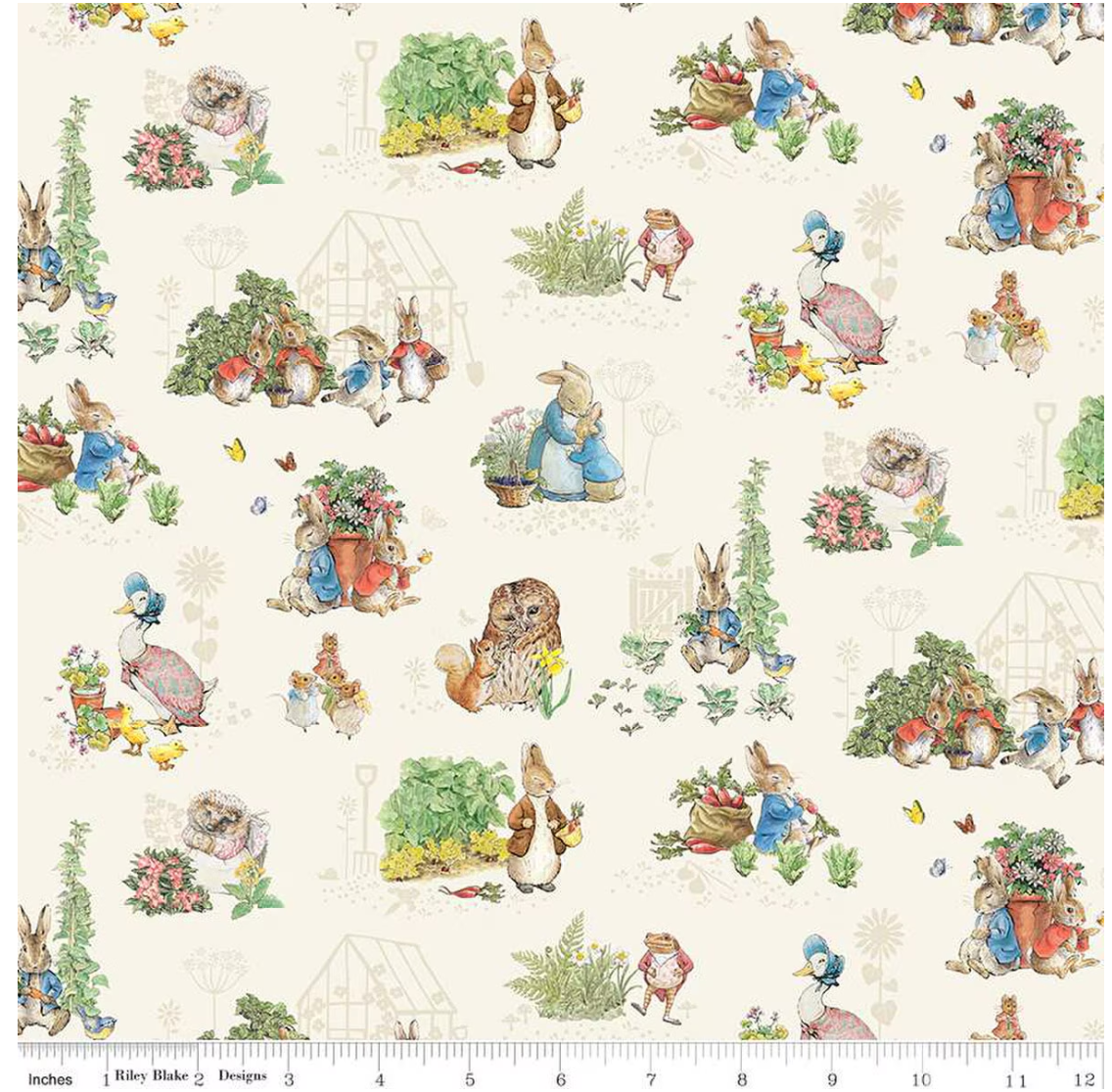 Flannel Peter Rabbit™ & Friends Characters Cloud by the yard from Riley Blake