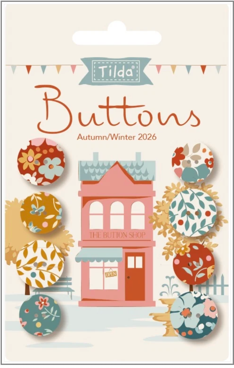Pre Order Village Life - Autumn Buttons 0.55 in (14mm) 4pc and 0.63 in (16mm) 4pc - Tilda Fabrics (Preorder) fulfilled in October 2026