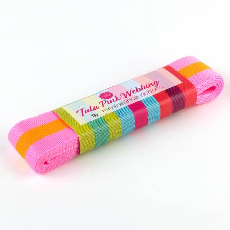 Tula Pink Webbing 2yd x 1.5in - Pink and Orange