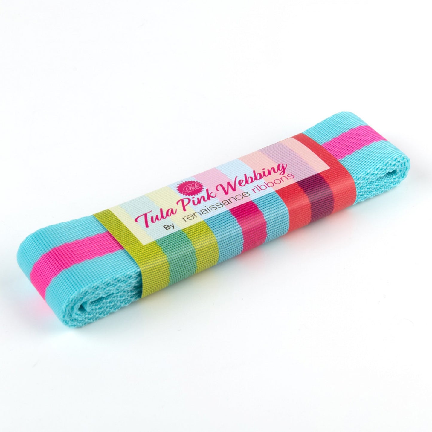 Tula Pink Webbing 2yd x 1.5in - Aqua and Lime