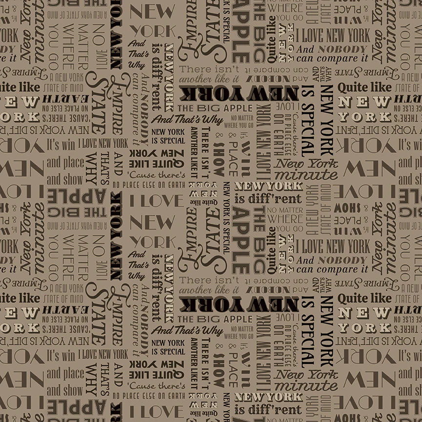 All New York Shop Hop Fabric  Sepia New York State Song