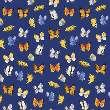 Dark Blue Sunflower Bouquets Digital Butterflies
