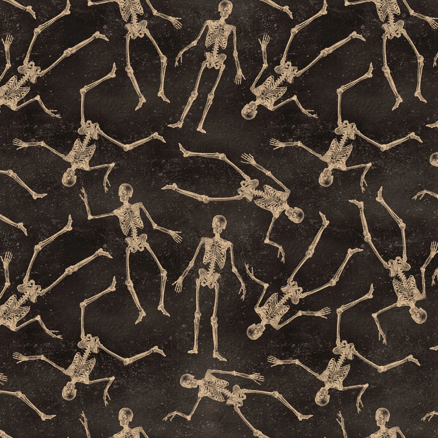 Black Gothic Halloween Digital Skeletons by the yard