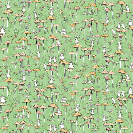 Green Mouseplay Mushroom Dance from clothworks by the yard
