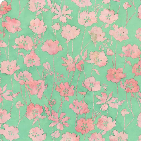 Adore Batiks Light Teal Orchids Baliscapes by the yard