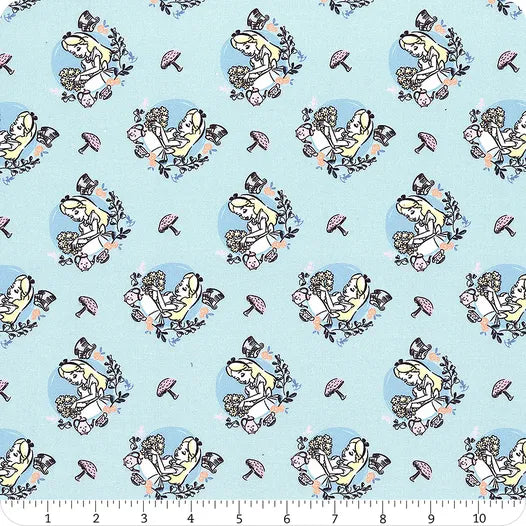 Alice in Wonderland III Blue Time for Tea Yardage
