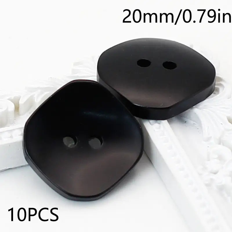 10pcs Matte Black Square Resin Buttons 20MM