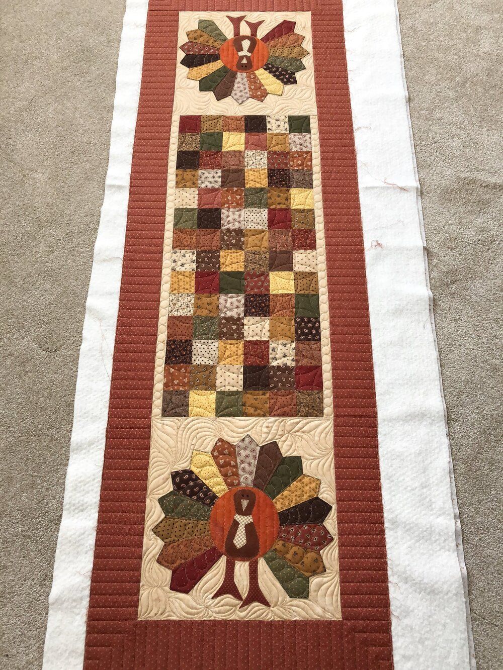 Run with Barb, beginner friendly Let's Talk Turkey Table runner or Topper Saturday 10/3 10:30-4pm All fabric supplies included