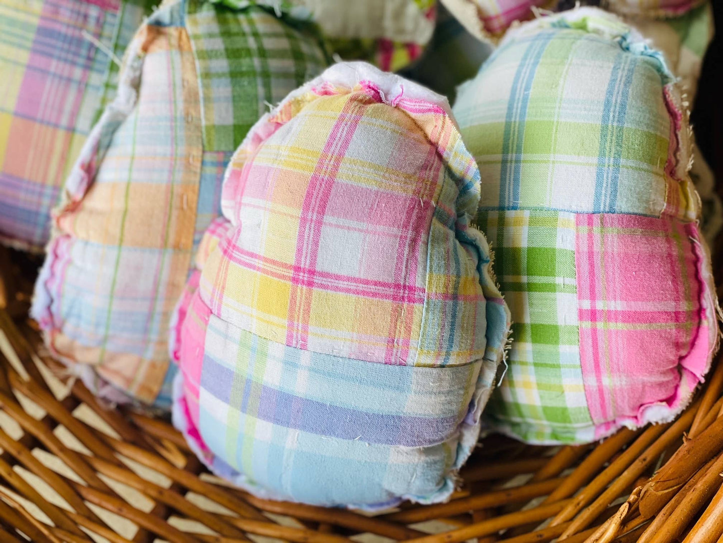 Vintage Fabric Easter Eggs made from upcycled quilts