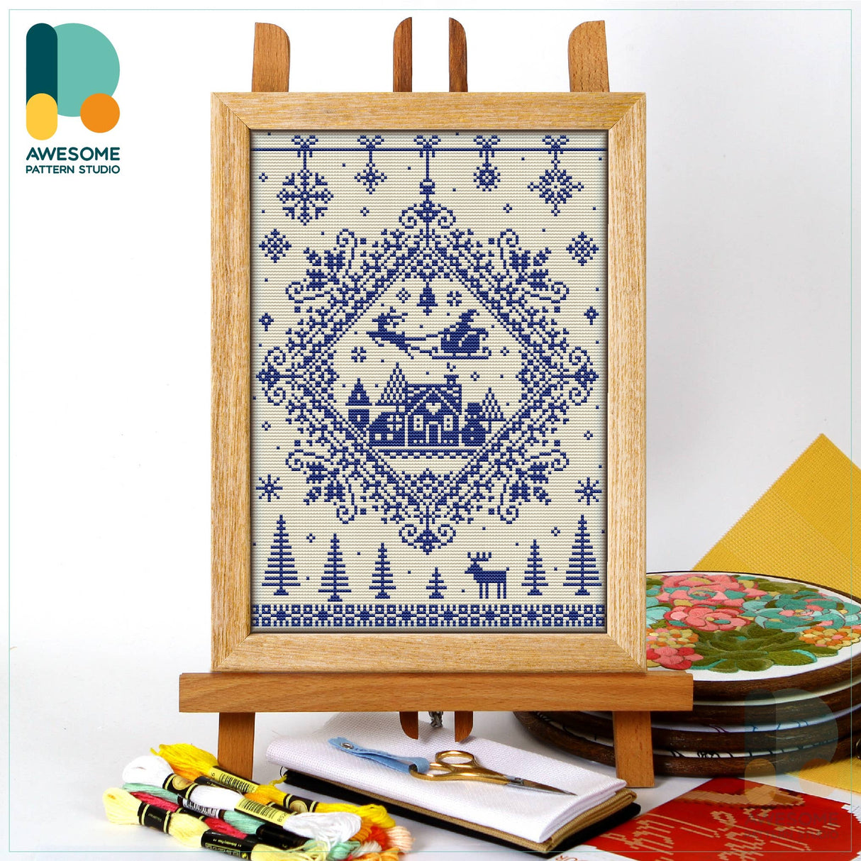 CS2011-2 Monochrome Christmas, Counted Cross Stitch Kit: