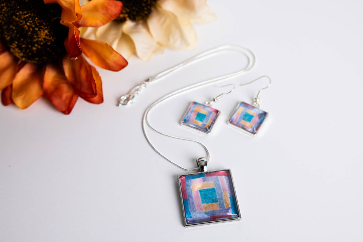 Log Cabin Rainbow Earrings