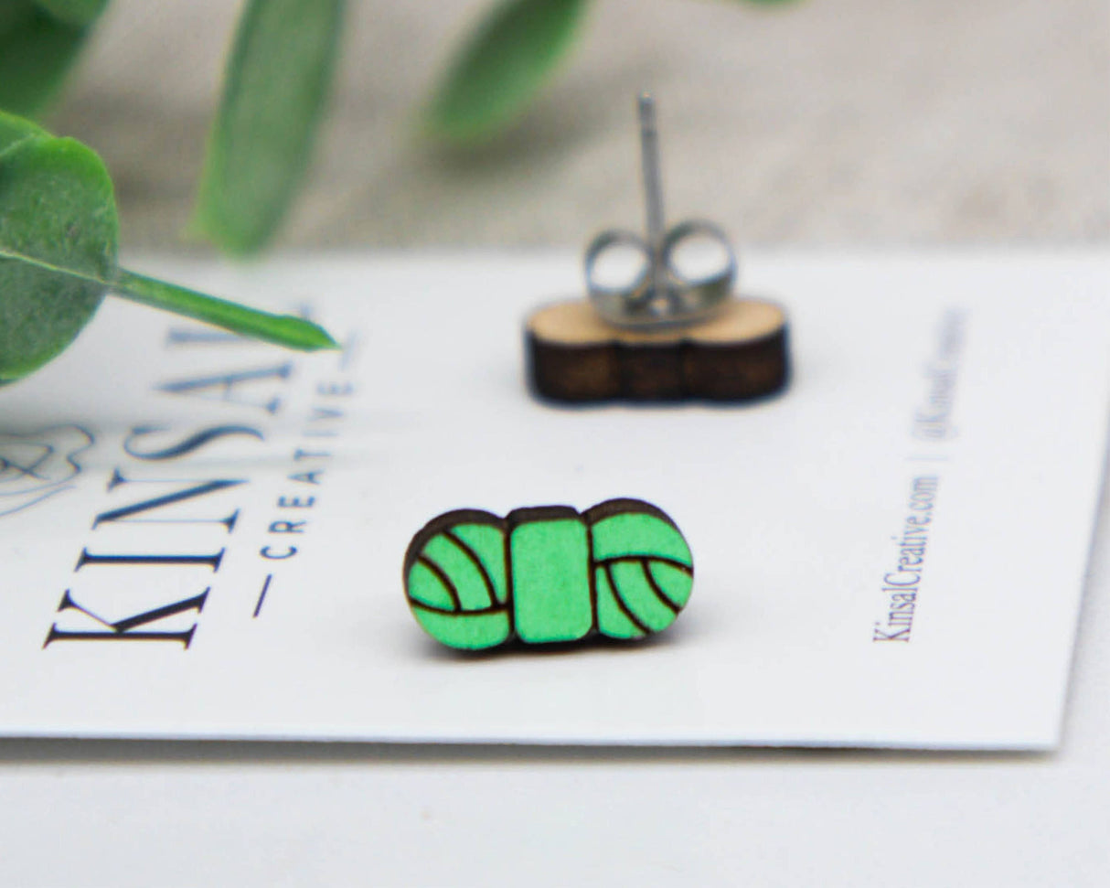 Yarn Customizable Wood Stud Earrings: Apricot