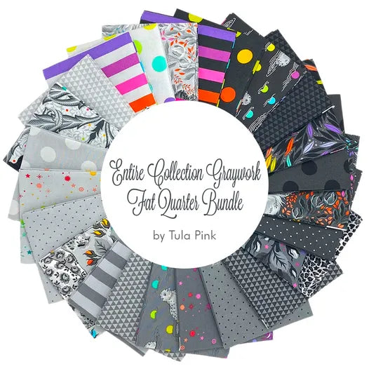 Entire Collection Graywork Fat Quarter Bundle Tula Pink for FreeSpirit Fabrics
