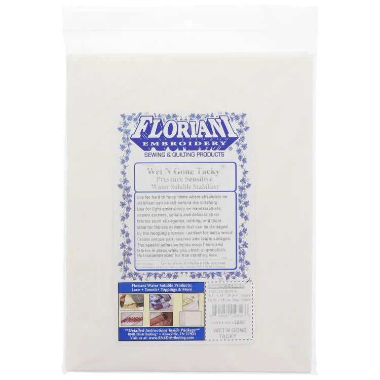 Floriani Wet N Gone Tacky Printable Sheets