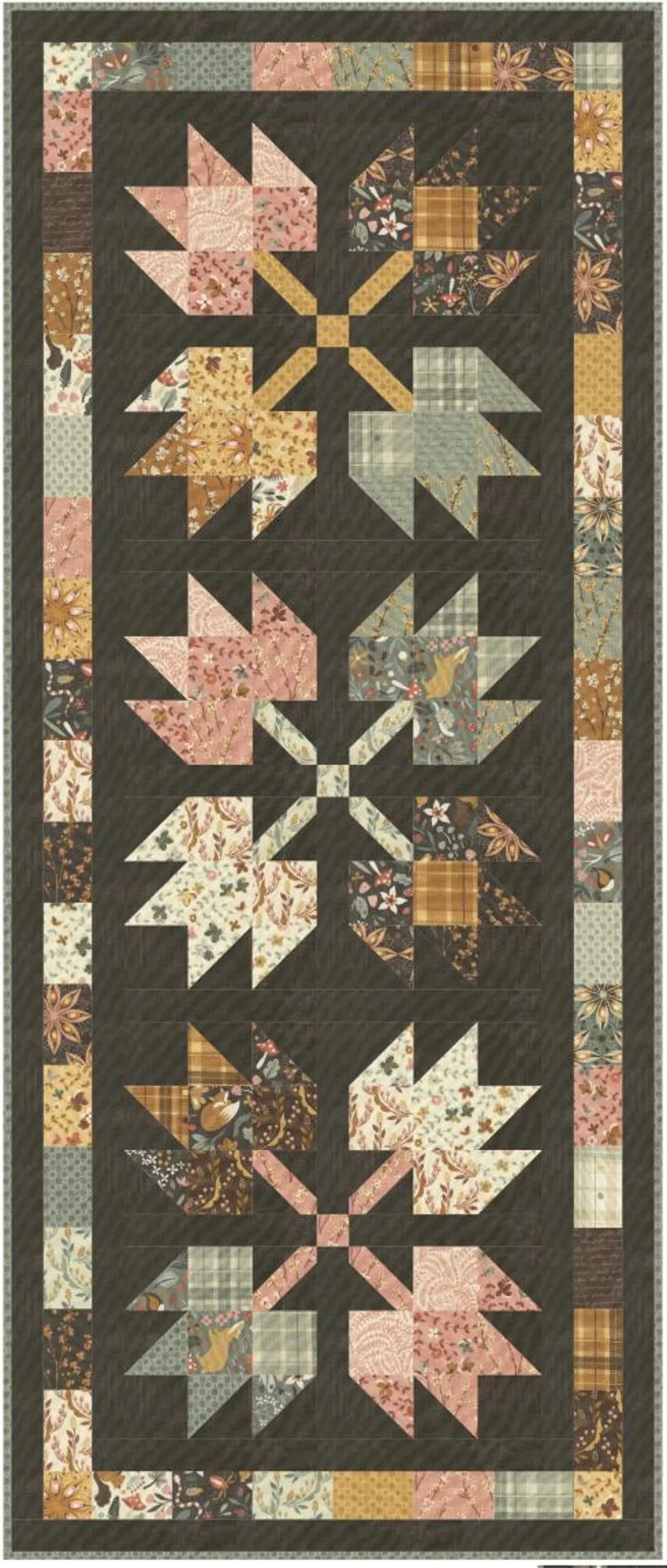 Leaf Pile Table Runner Kit - Fabrics used - Acorn Hollow by Basic Grey - Pattern by Copper Kettle Quilt Company- finishes at 20.5" X 48.5"