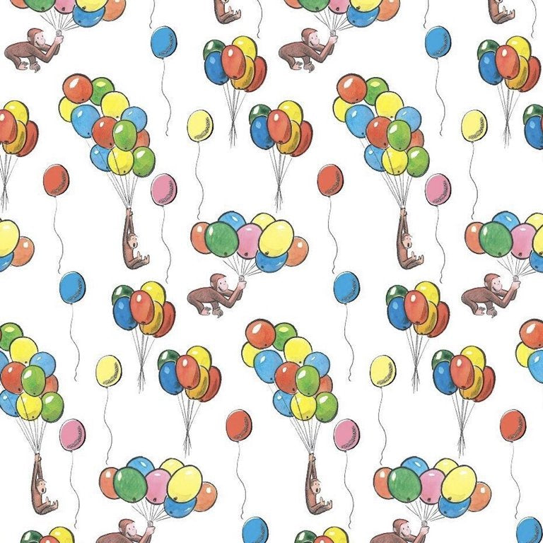 Curious George Balloons Fabric by the yard