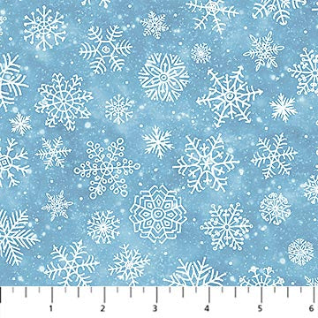 Silent Night by Northcott sky blue snowflakes