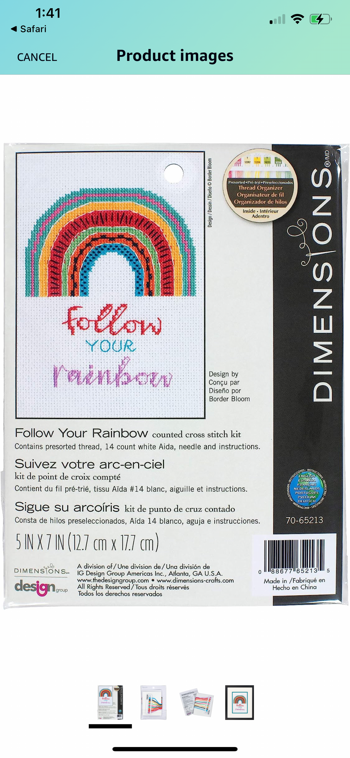 Follow your rainbow Cross Stitch Kit
