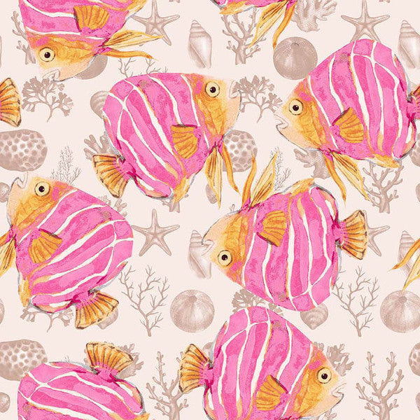 Seaside Swim -School Dive Sand Fabric by the Yard
