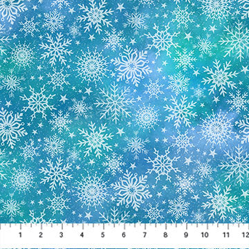 Angels on High teal snow by Northcott