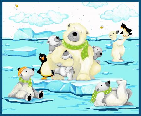 Aqua Burr The Polar Bear 36in Play Mat Panel Susy Bee