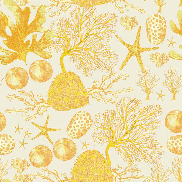 Seaside Swim - Shell Reef Yellow Fabric by the Yard
