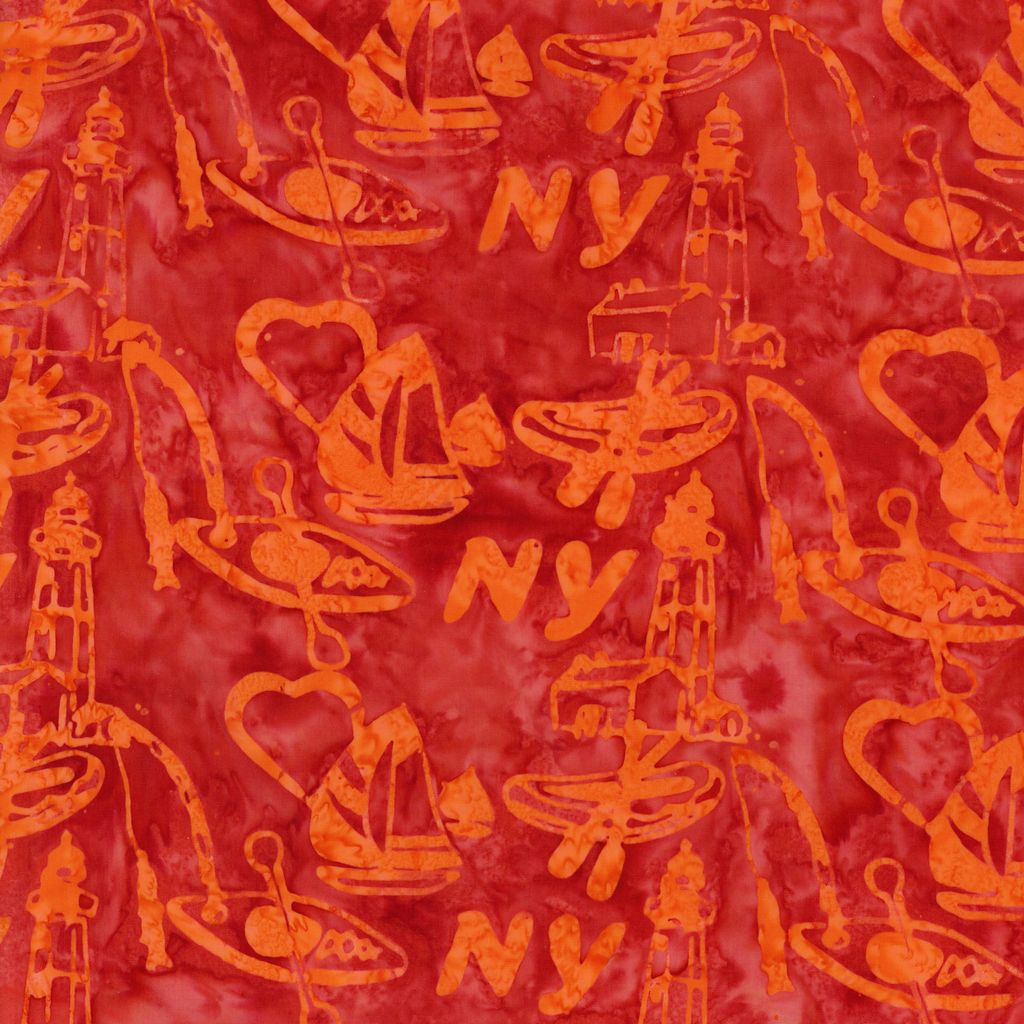 All New York Shop Hop,Heart Heart NY Small Lipstick Batik from Riley Blake, by the yard