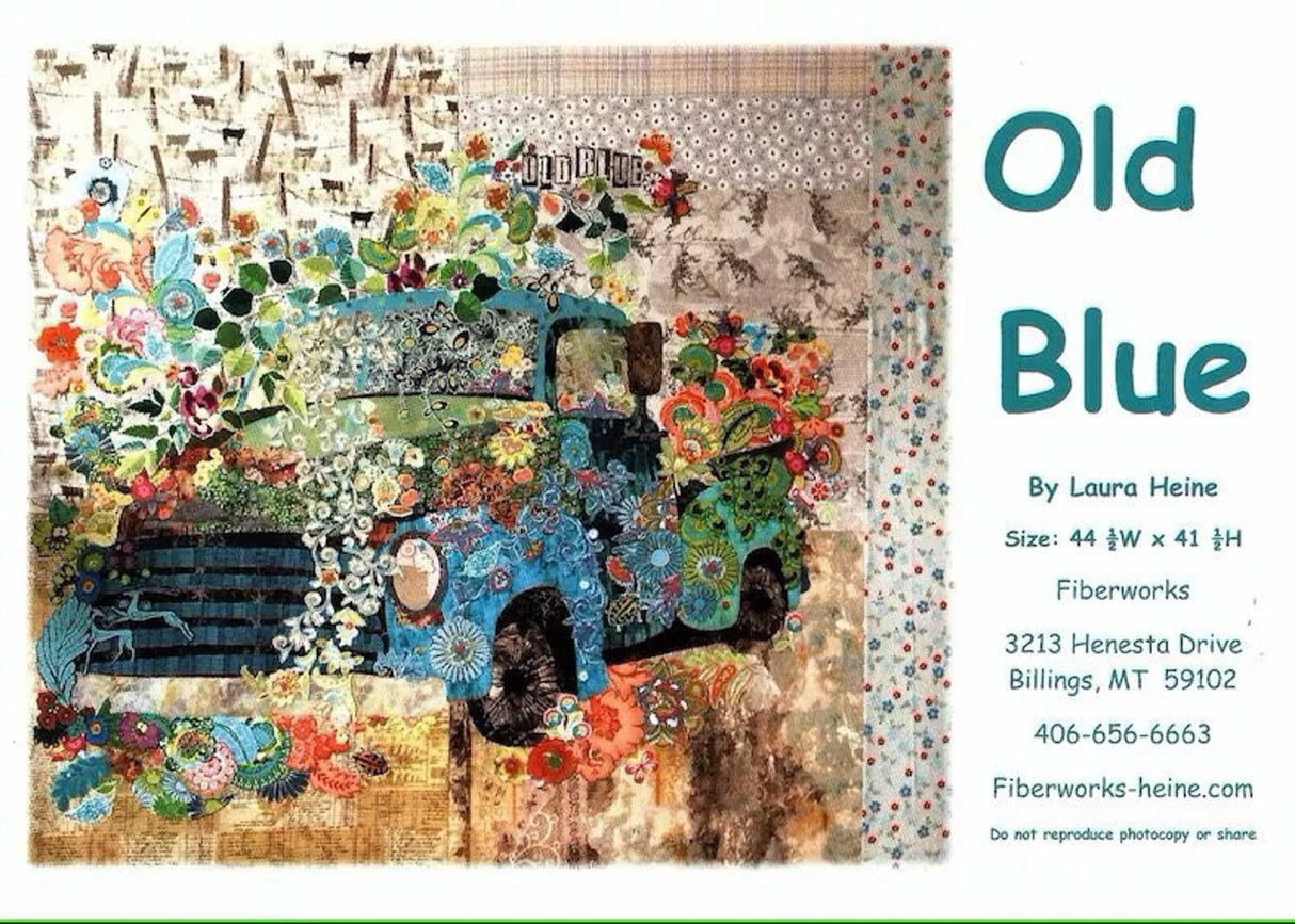 Old Blue Collage Printed Pattern by Laura Heine