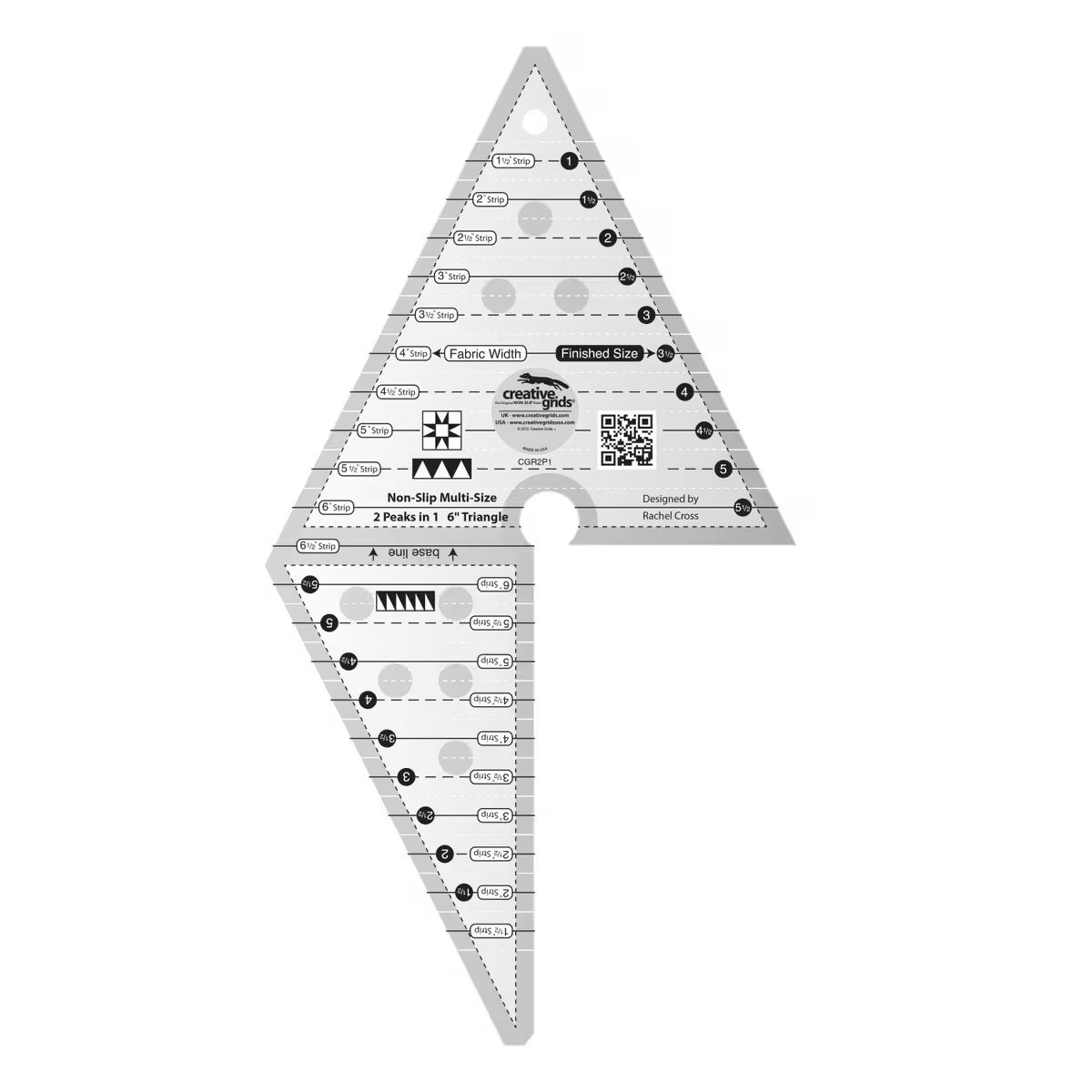 Creative Grids 2 Peaks In 1 - 6" Triangle Quilt Ruler