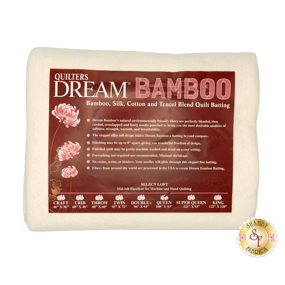 Dream Bamboo - Mid Loft - Queen Quilt Batting OQ by Quilters Dream Batting