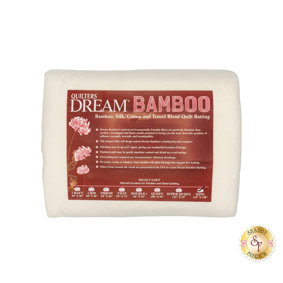 Dream Bamboo - Mid Loft - King Quilt Batting OK by Quilters Dream Batting