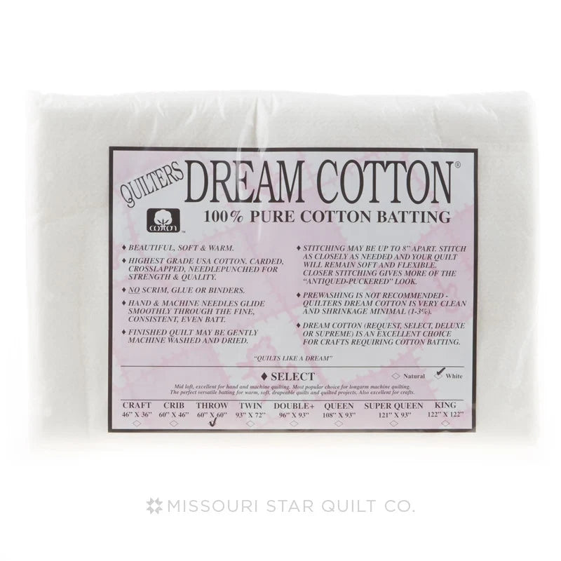 Quilter's Dream Select Loft White Cotton Throw Batting
