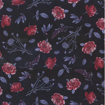 Bones Collection from Studio E, tossed flowers black by the yard